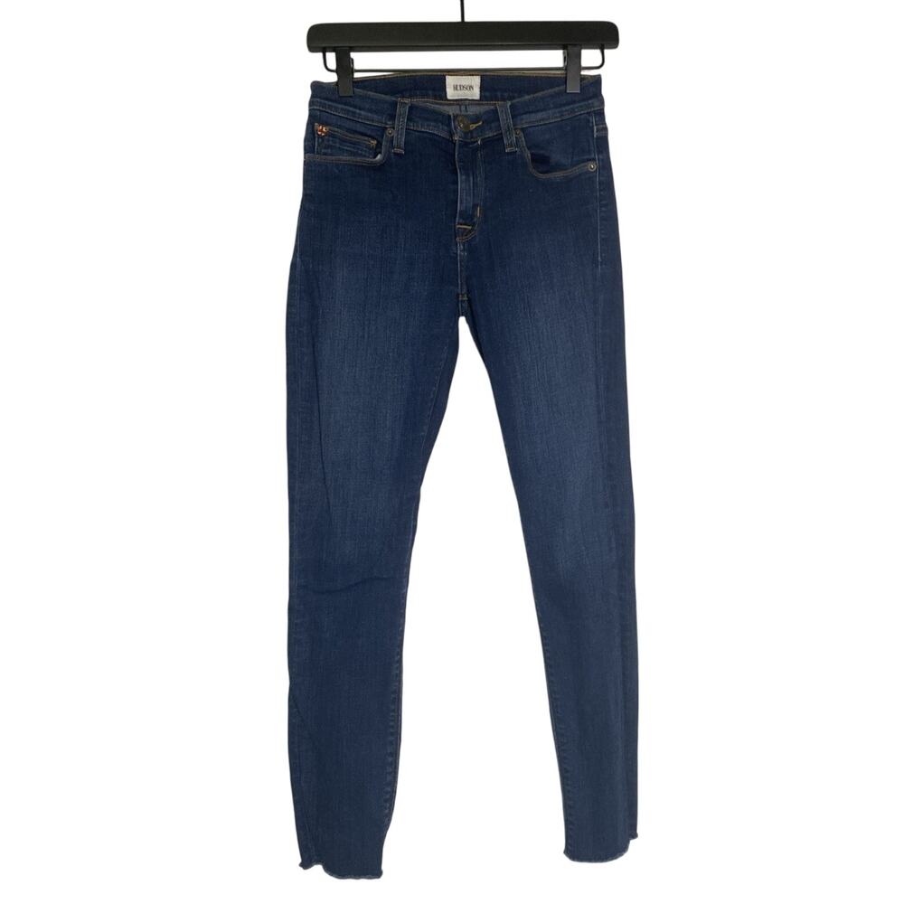 Hudson Natalie Super Skinny Jeans Blue Stretch Women’s 26x27 Raw Hem Midrise